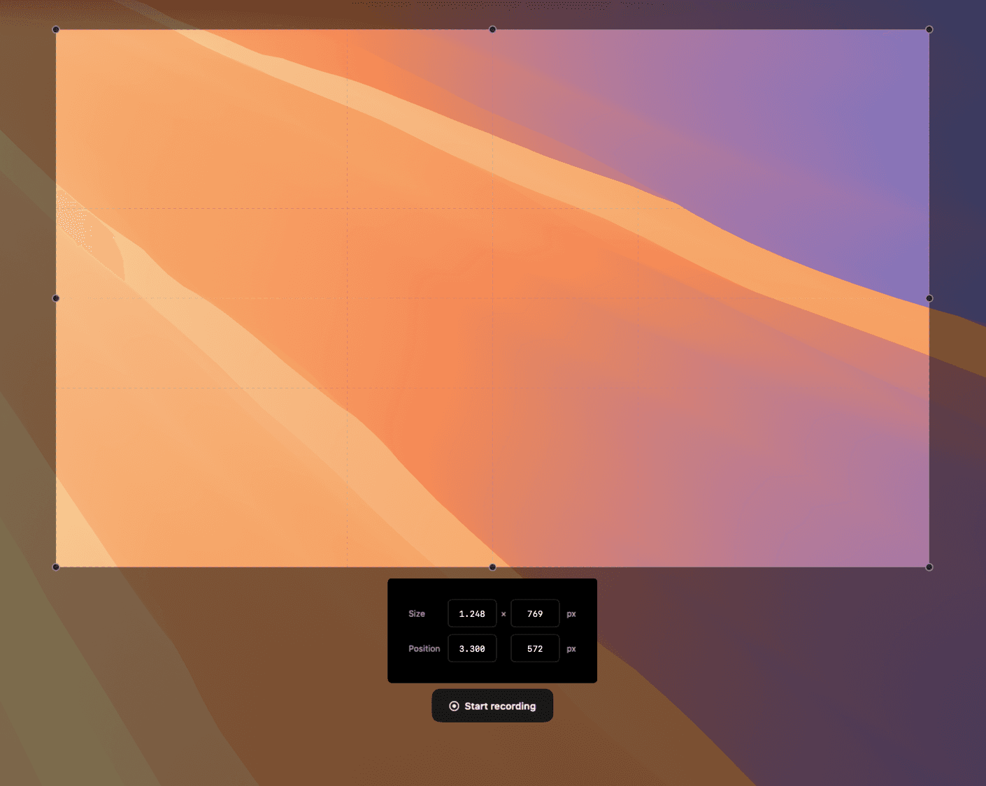 Area Selection — Dark Mode