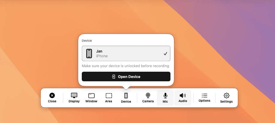Toolbar Device Picker — Light Mode